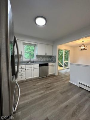 Chandelier, Interior, Kitchen, Pendant Lights, Wood Texture Flooring
