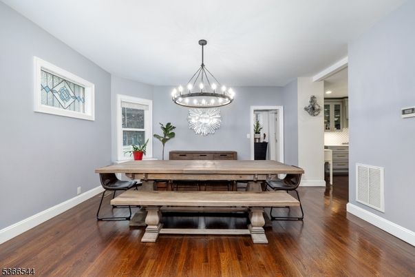 Chandelier, Dining room, Interior, Pendant Lights, Wood Texture Flooring