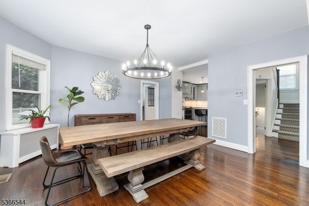 Chandelier, Dining room, Interior, Pendant Lights, Wood Texture Flooring