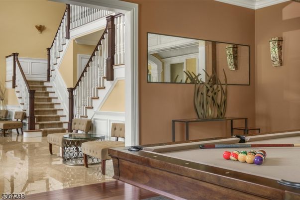 Billiard Table, Game Room, Interior, Wood Texture Flooring