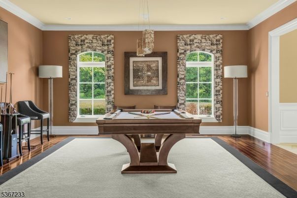 Billiard Table, Game Room, Home Office, Interior, Pendant Lights, Recessed Lighting, Wood Texture Flooring