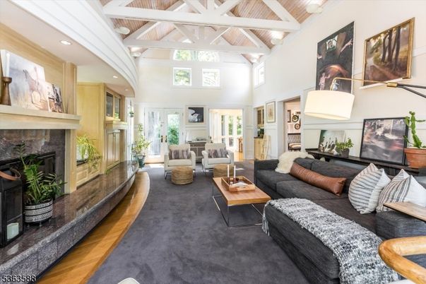 Fireplace, Interior, Living room, Recessed Lighting, Wooden Ceilings, Wood Texture Flooring