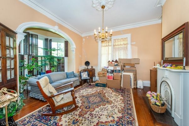 Chandelier, Interior, Living room, Wood Texture Flooring