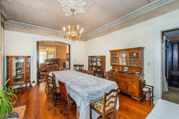 Chandelier, Dining room, Interior, Wood Texture Flooring