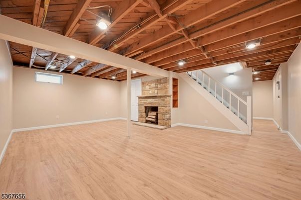 Empty room, Fireplace, Interior, Wooden Beams, Wooden Ceilings, Wood Texture Flooring