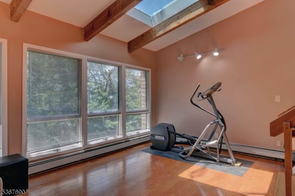 Fitness Equipment, Interior, Wooden Beams, Wood Texture Flooring