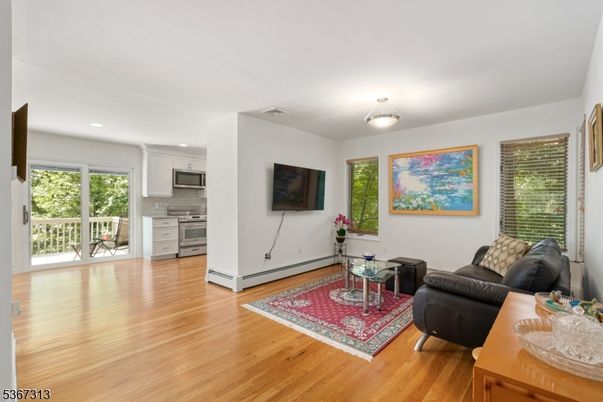 Interior, Kitchen, Living room, Recessed Lighting, Stainless Steel Appliances, Wood Texture Flooring