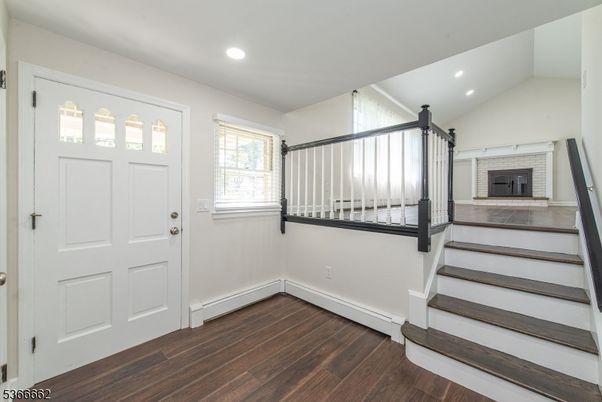 Fireplace, Interior, Recessed Lighting, Wood Texture Flooring