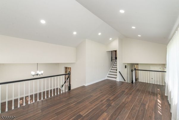Chandelier, Empty room, Interior, Recessed Lighting, Wood Texture Flooring
