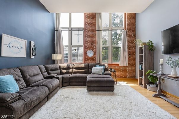 Interior, Living room, Stone Walls, Wood Texture Flooring
