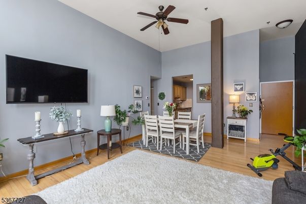 Dining room, Interior, Recessed Lighting, Wood Texture Flooring