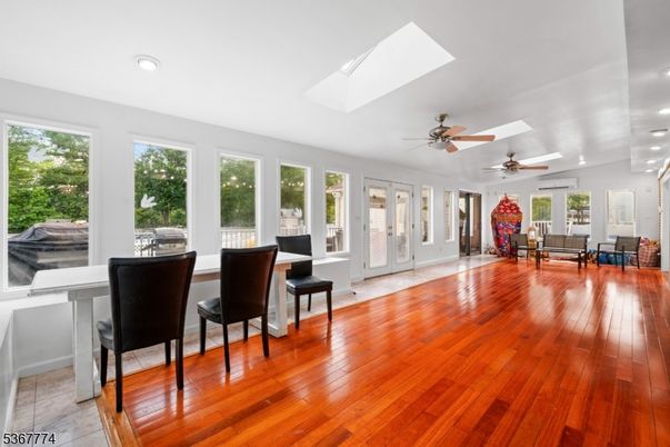 Dining room, Interior, Living room, Recessed Lighting, Wood Texture Flooring
