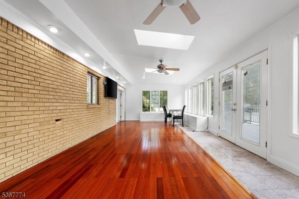 Interior, Recessed Lighting, Stone Walls, Wood Texture Flooring