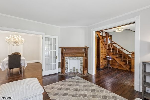 Chandelier, Dining room, Interior, Wood Texture Flooring