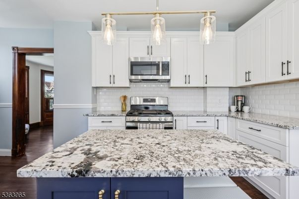 Interior, Kitchen, Pendant Lights, Stainless Steel Appliances, Wood Texture Flooring