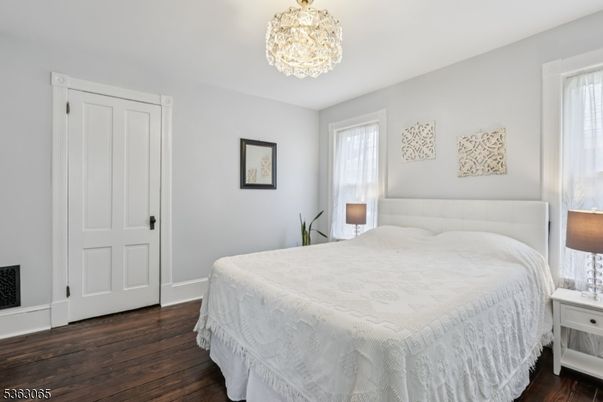 Bedroom, Chandelier, Interior, Wood Texture Flooring