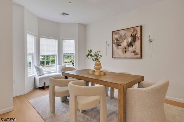 Dining room, Interior, Recessed Lighting, Wood Texture Flooring