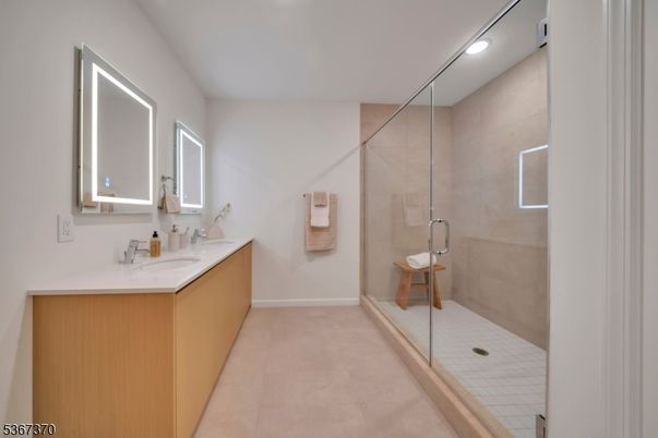 Bathroom, Glass Shower, Interior, Recessed Lighting