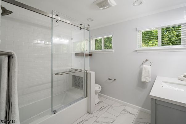 Bathroom, Glass Shower, Interior, Marble, Recessed Lighting