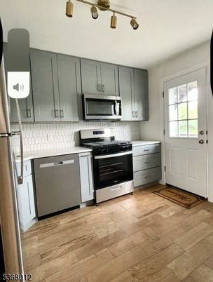 Interior, Kitchen, Stainless Steel Appliances, Wood Texture Flooring