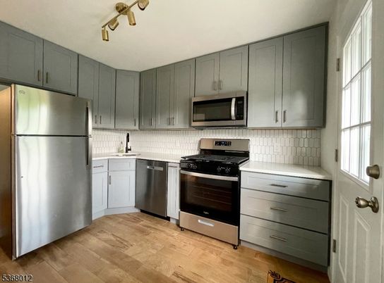 Interior, Kitchen, Stainless Steel Appliances, Wood Texture Flooring
