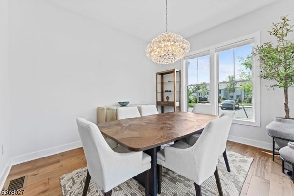 Chandelier, Dining room, Interior, Wood Texture Flooring