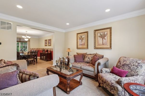 Chandelier, Dining room, Interior, Living room, Recessed Lighting, Wood Texture Flooring