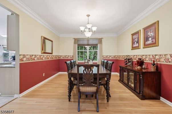 Chandelier, Dining room, Interior, Wood Texture Flooring
