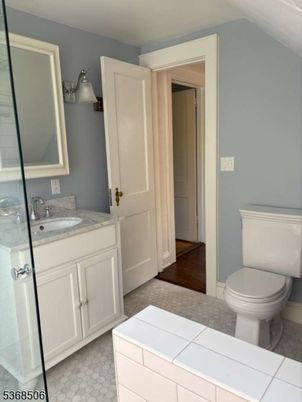 Bathroom, Interior, Tile Countertops, Wood Texture Flooring