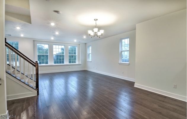 Chandelier, Empty room, Interior, Recessed Lighting, Wood Texture Flooring