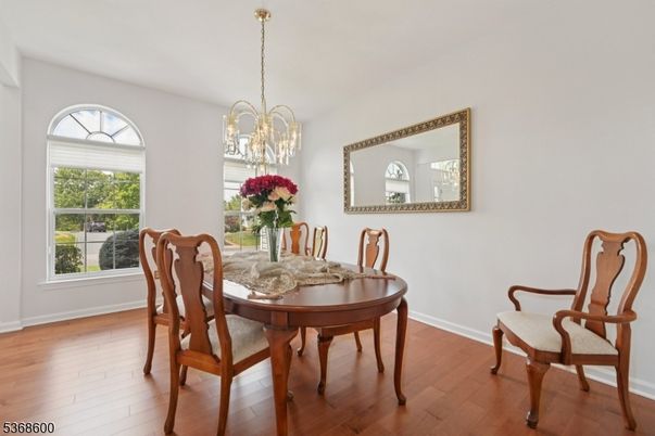 Chandelier, Dining room, Interior, Wood Texture Flooring