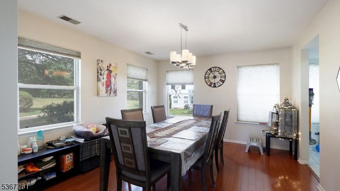 Chandelier, Dining room, Interior, Wood Texture Flooring