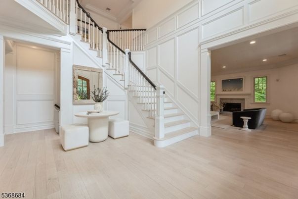 Fireplace, Interior, Recessed Lighting, Wood Texture Flooring