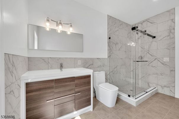 Bathroom, Glass Shower, Interior, Marble Walls, Recessed Lighting
