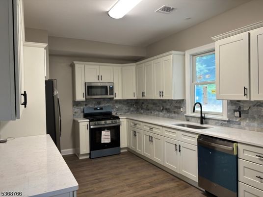 Interior, Kitchen, Stainless Steel Appliances, Wood Texture Flooring