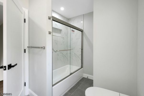 Bathroom, Glass Shower, Interior, Marble Walls, Recessed Lighting