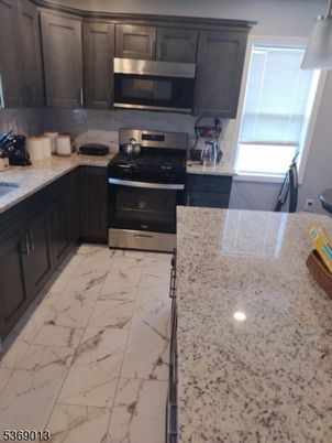 Interior, Kitchen, Marble, Recessed Lighting, Stainless Steel Appliances