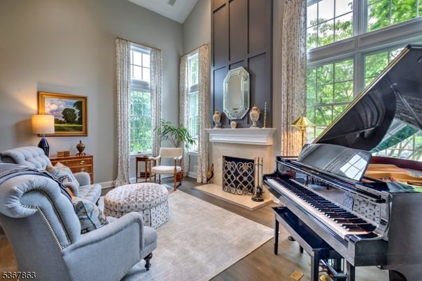 Fireplace, Interior, Living room, Piano, Wood Texture Flooring