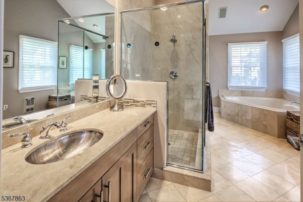 Bathroom, Dual Sink Vanities, Glass Shower, Interior, Recessed Lighting
