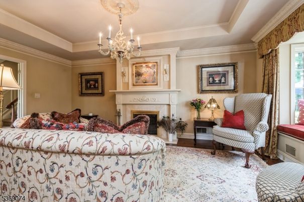 Chandelier, Fireplace, Interior, Wood Texture Flooring