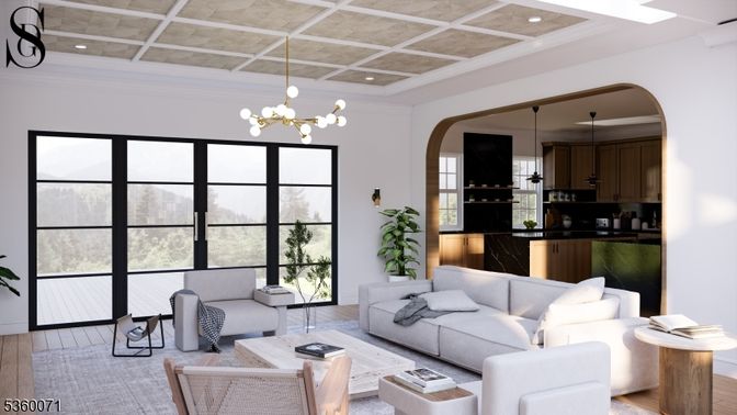 Interior, Living room, Pendant Lights, Recessed Lighting, Wood Texture Flooring
