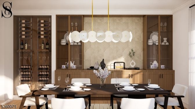 Dining room, Interior, Pendant Lights, Wood Texture Flooring