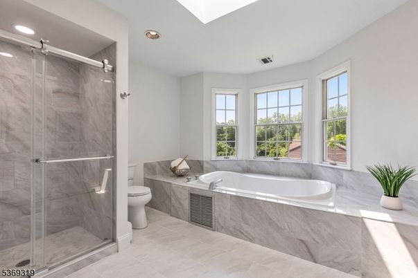 Bathroom, Glass Shower, Interior, Marble Walls, Recessed Lighting