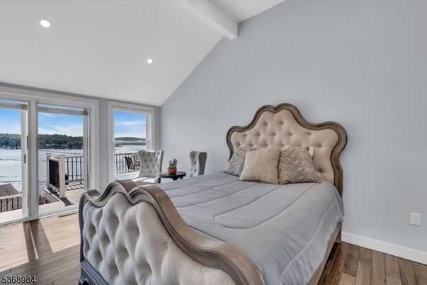 Bedroom, Interior, Recessed Lighting, Water, Wood Texture Flooring