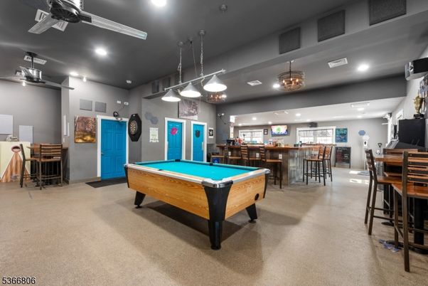 Billiard Table, Game Room, Interior, Pendant Lights, Recessed Lighting