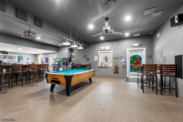 Billiard Table, Game Room, Interior, Pendant Lights, Recessed Lighting