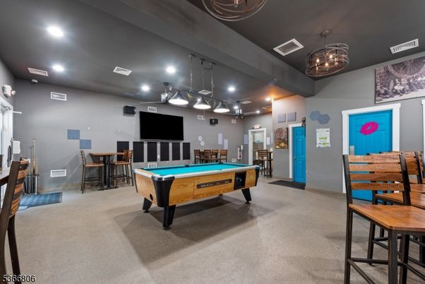 Billiard Table, Game Room, Interior, Pendant Lights, Recessed Lighting
