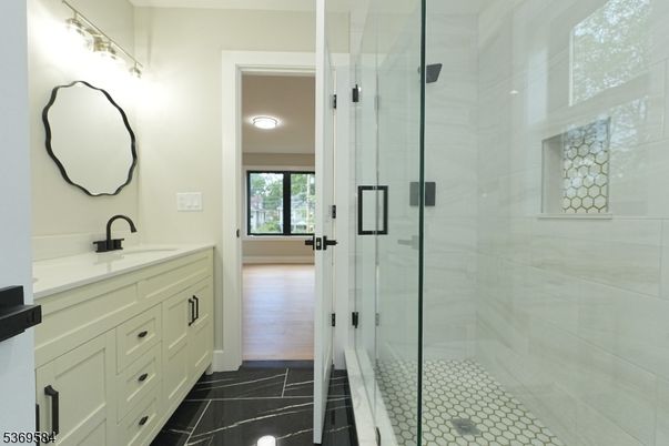 Bathroom, Dual Sink Vanities, Glass Shower, Interior