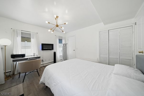 Bedroom, Home Office, Interior, Pendant Lights, Wood Texture Flooring