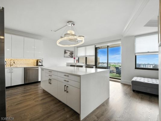 Interior, Kitchen, Pendant Lights, Stainless Steel Appliances, Wood Texture Flooring